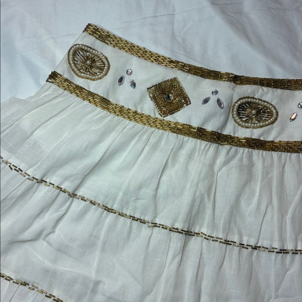 SOLD Bianca Nygard Beautiful Cream Maxi Skirt with Beads Size 8 - Picture 6 of 13